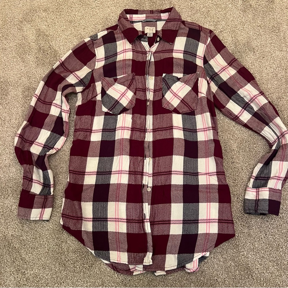 A New Day | Purple Plaid Shirt - small